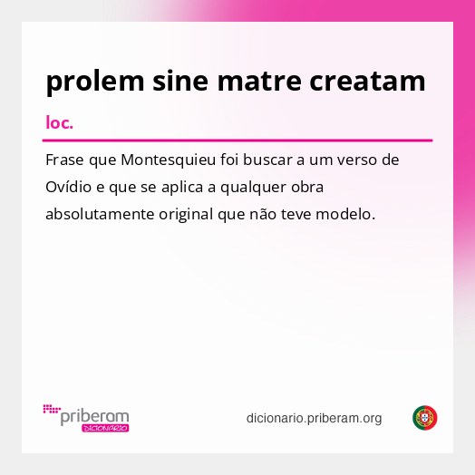 Significado de prolem sine matre creatam